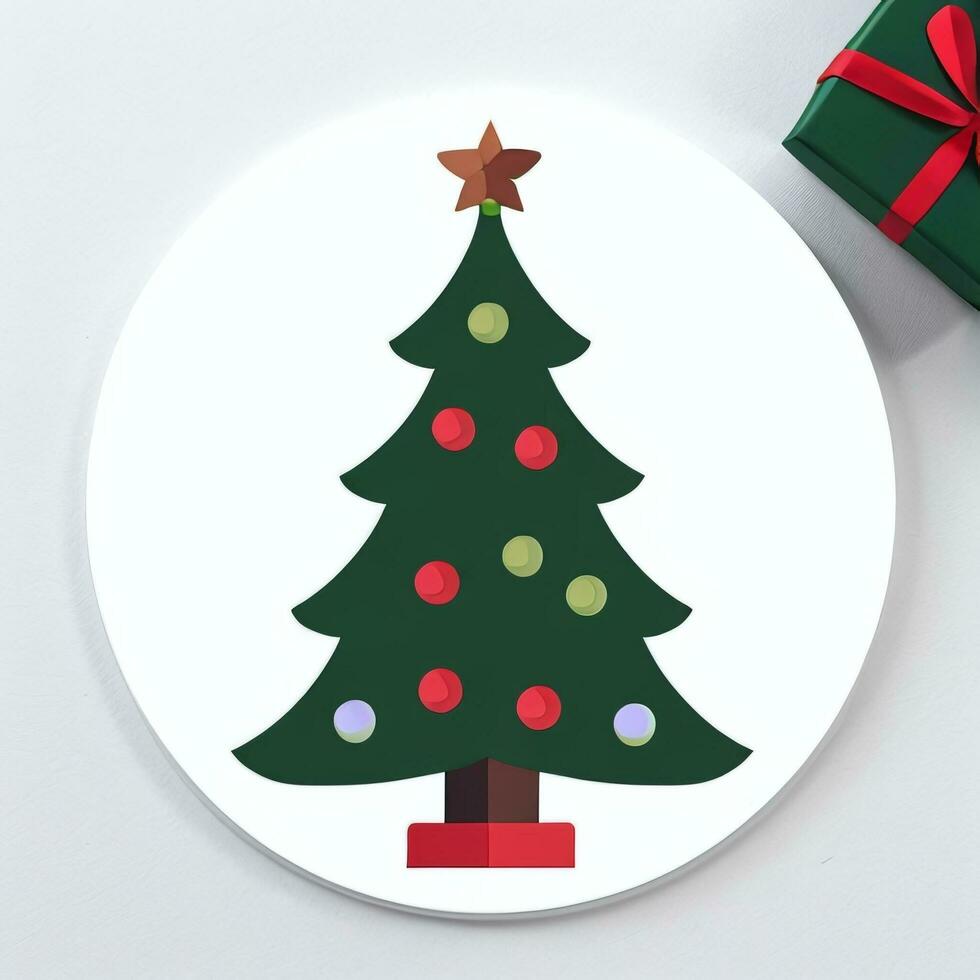 AI generated Christmas Tree Clip Art Icon Sticker Decoration Simple Background photo