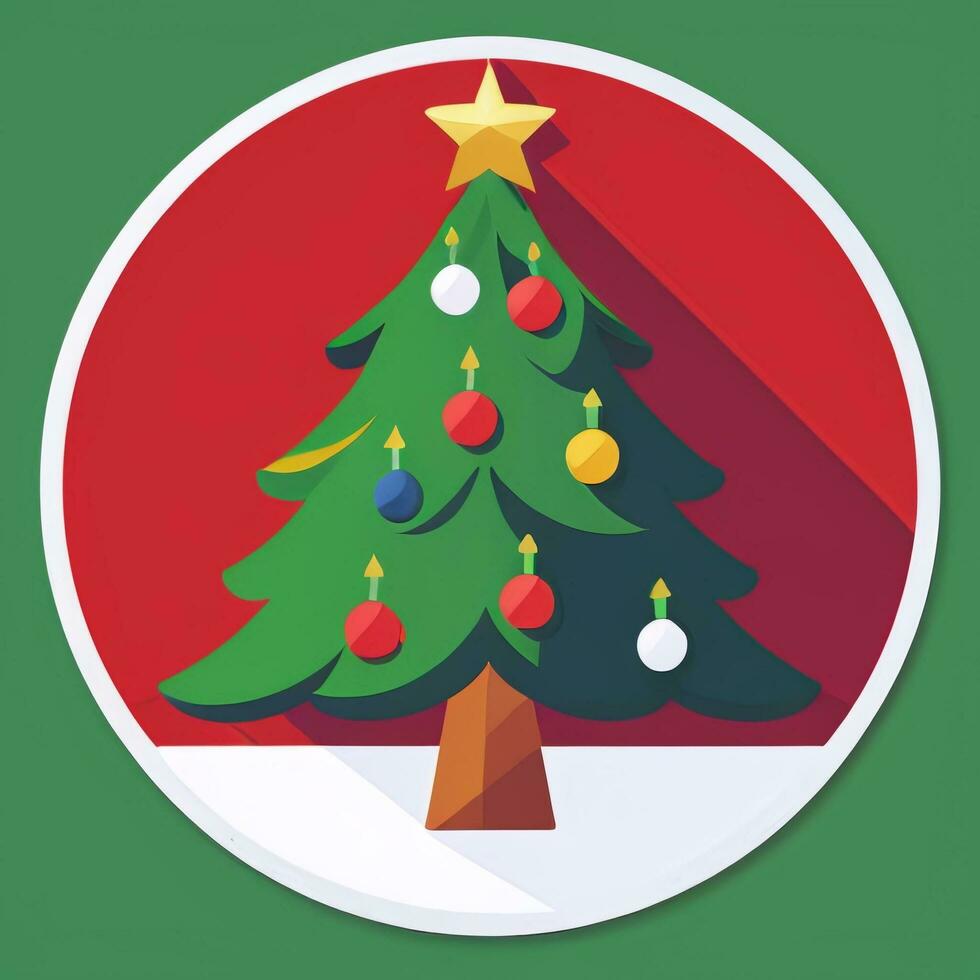 ai generado Navidad árbol acortar Arte icono pegatina decoración sencillo antecedentes foto