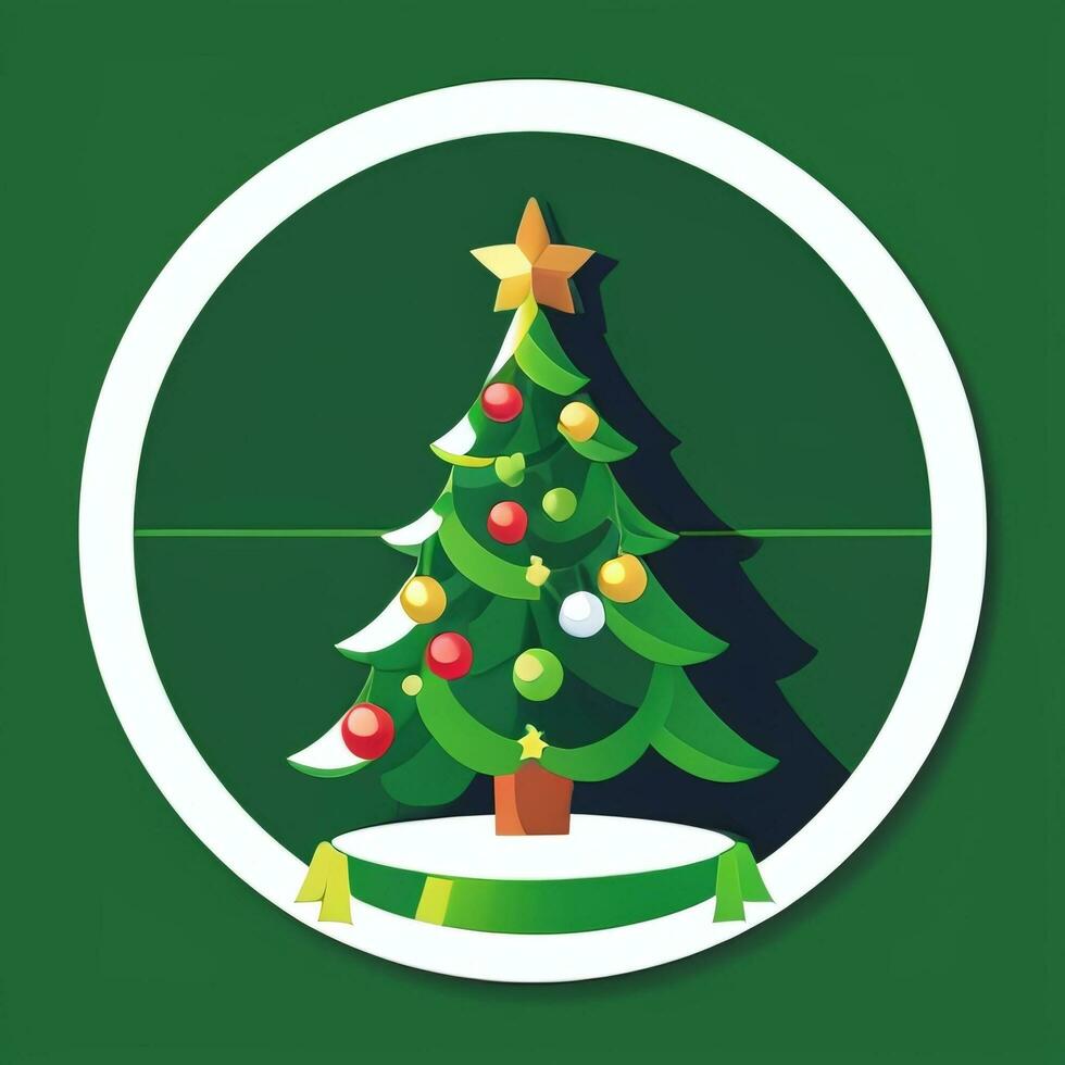 AI generated Christmas Tree Clip Art Icon Sticker Decoration Simple Background photo