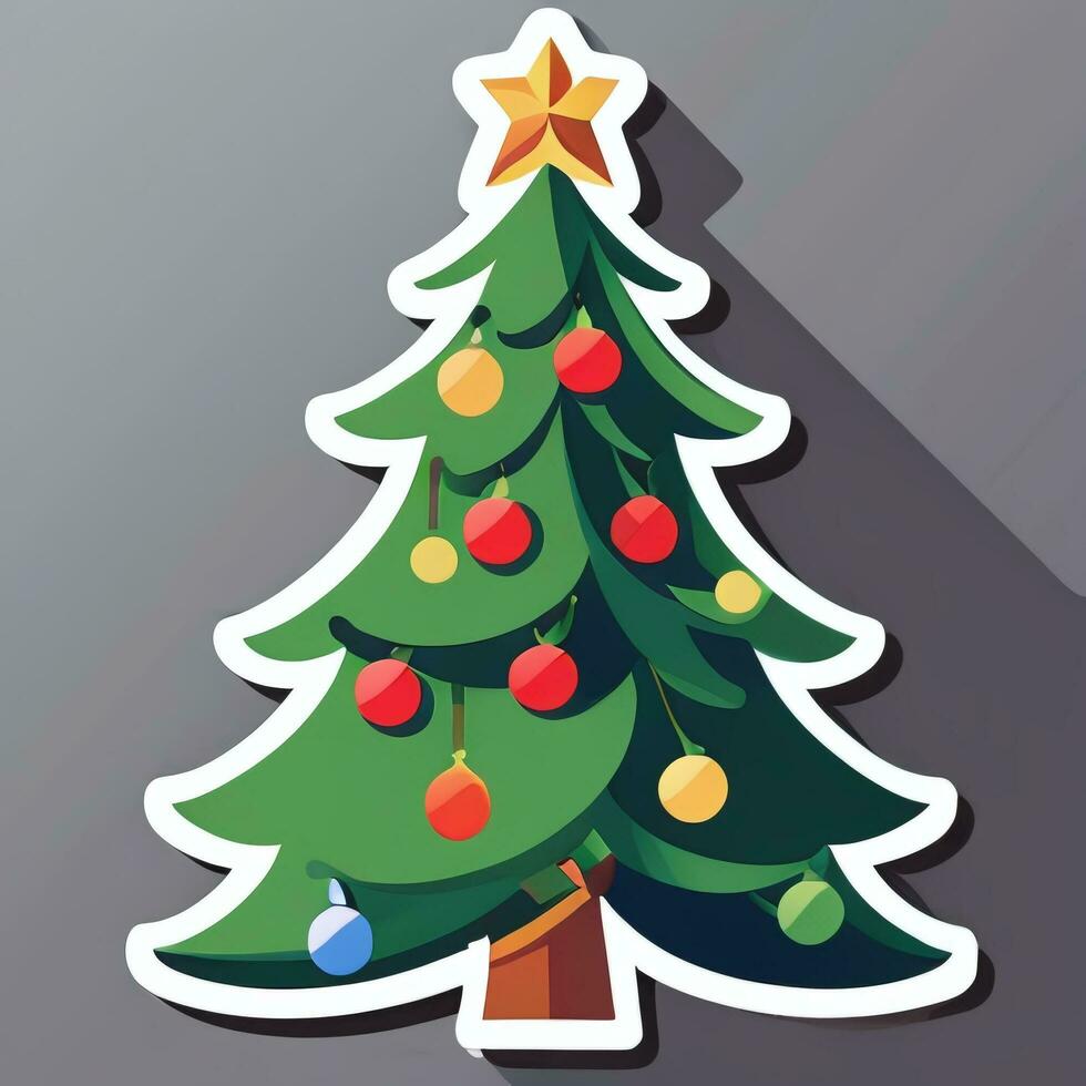 AI generated Christmas Tree Clip Art Icon Sticker Decoration Simple Background photo