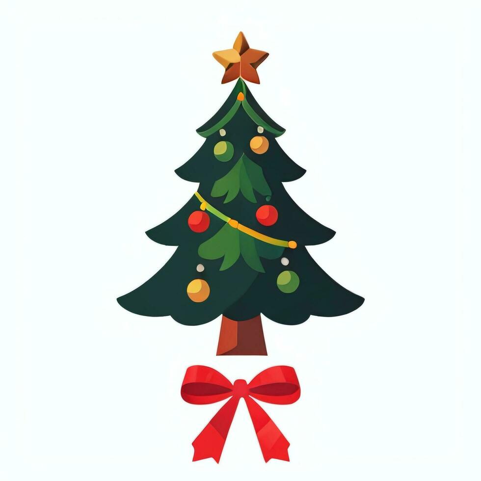 AI generated Christmas Tree Clip Art Icon Sticker Decoration Simple Background photo