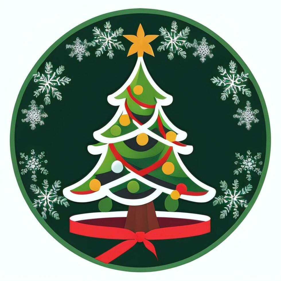 AI generated Christmas Tree Clip Art Icon Sticker Decoration Simple Background photo