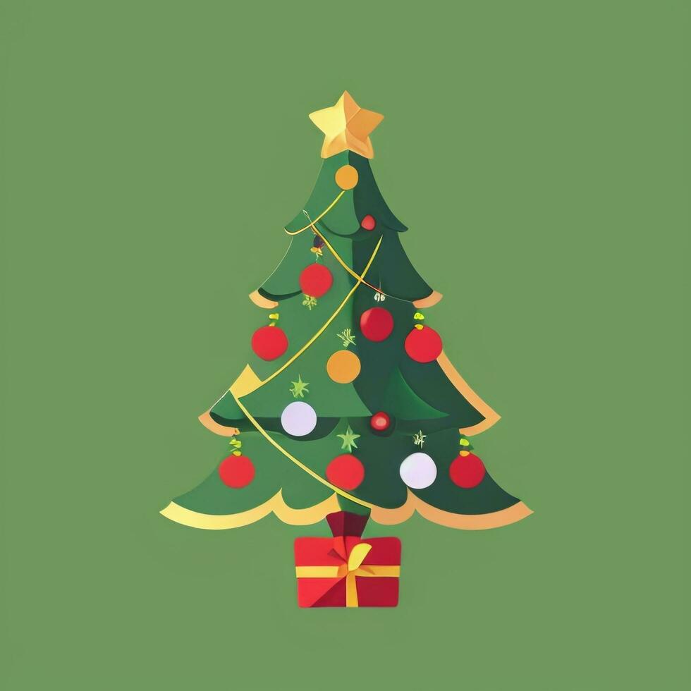 AI generated Christmas Tree Clip Art Icon Sticker Decoration Simple Background photo