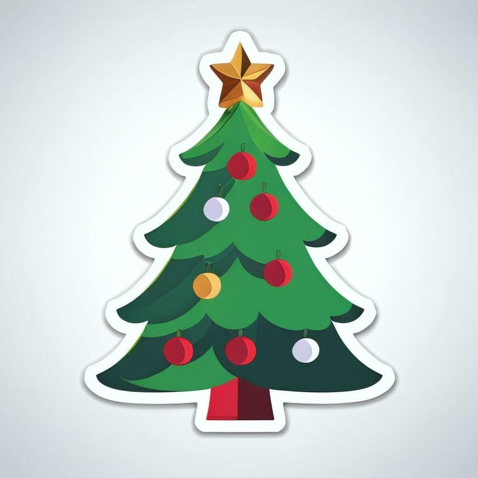 AI generated Christmas Tree Clip Art Icon Sticker Decoration Simple Background photo