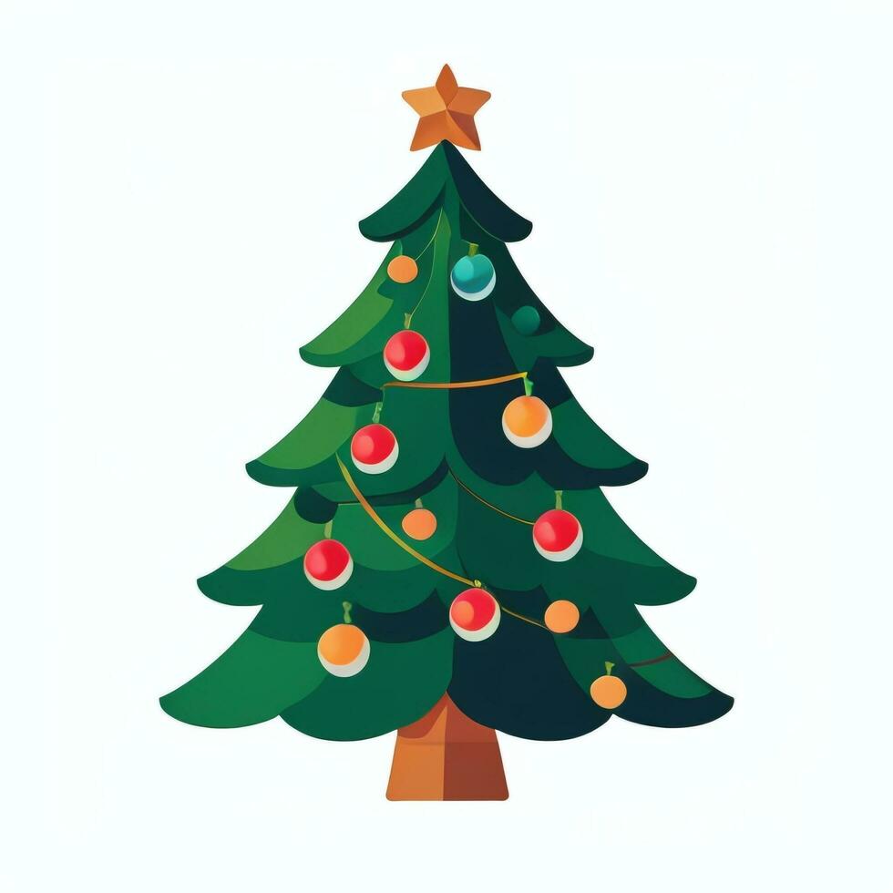 AI generated Christmas Tree Clip Art Icon Sticker Decoration Simple Background photo