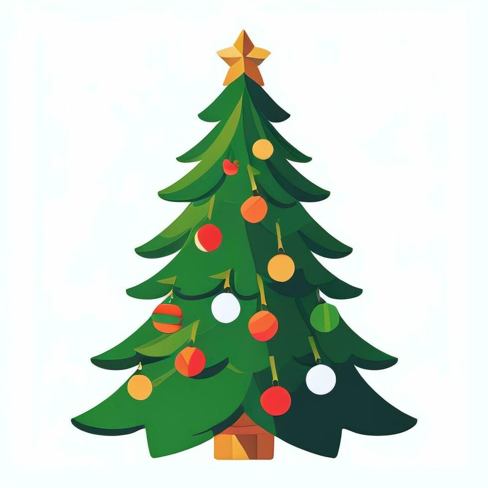 AI generated Christmas Tree Clip Art Icon Sticker Decoration Simple Background photo