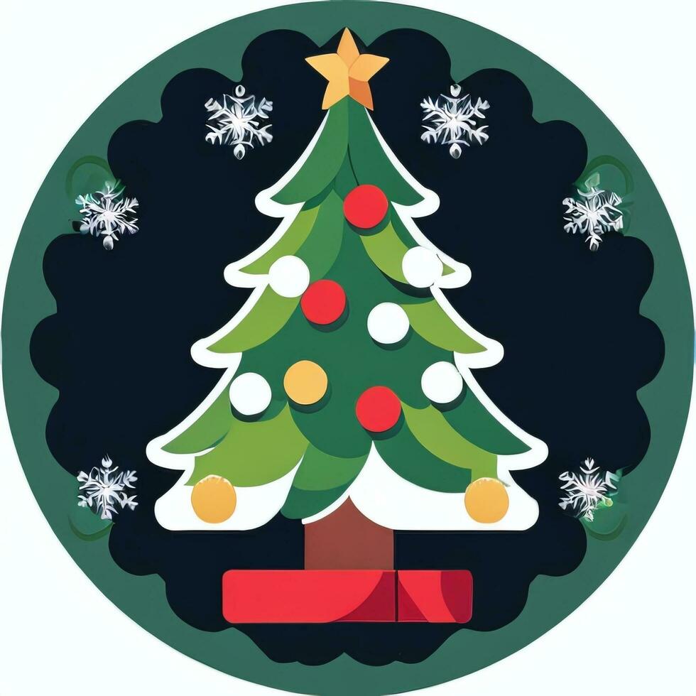 AI generated Christmas Tree Clip Art Icon Sticker Decoration Simple Background photo