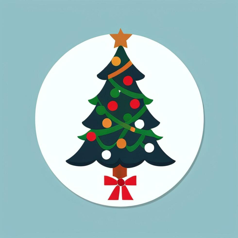 ai generado Navidad árbol acortar Arte icono pegatina decoración sencillo antecedentes foto