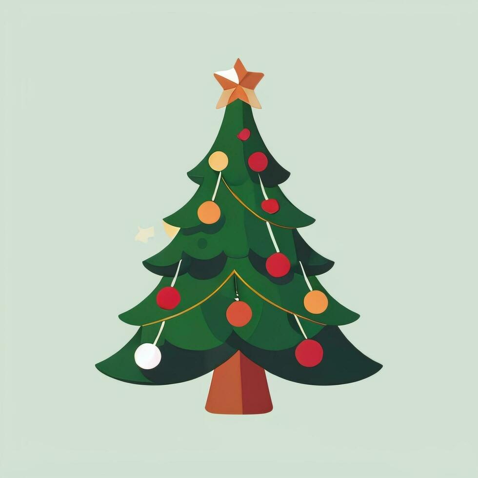 ai generado Navidad árbol acortar Arte icono pegatina decoración sencillo antecedentes foto