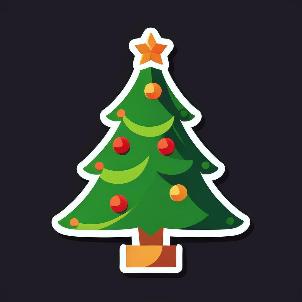 AI generated Christmas Tree Clip Art Icon Sticker Decoration Simple Background photo