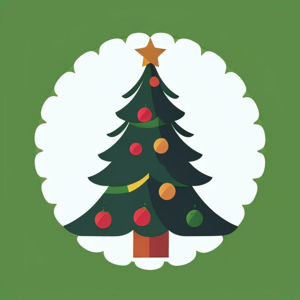 AI generated Christmas Tree Clip Art Icon Sticker Decoration Simple Background photo