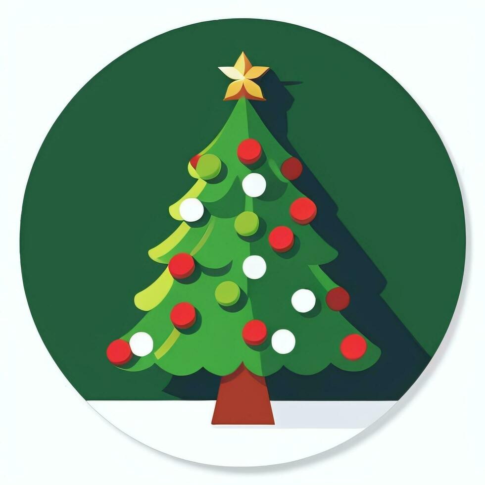 ai generado Navidad árbol acortar Arte icono pegatina decoración sencillo antecedentes foto