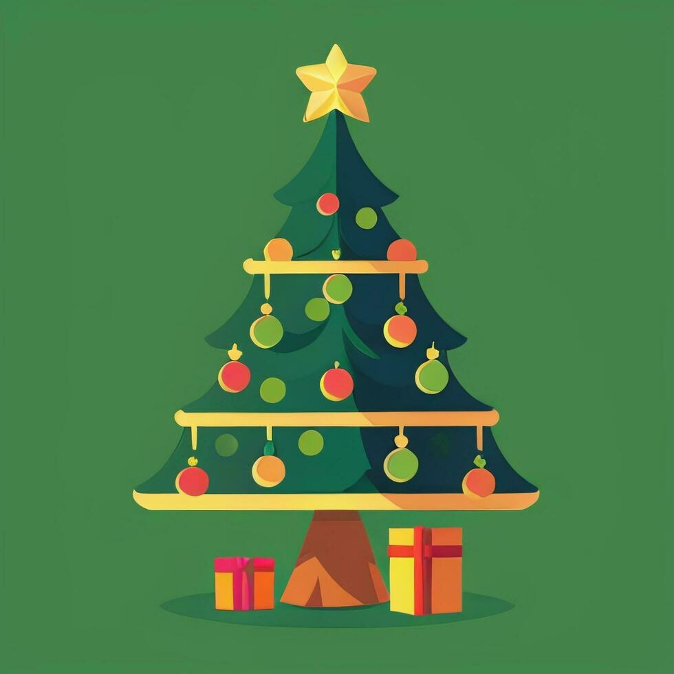 AI generated Christmas Tree Clip Art Icon Sticker Decoration Simple Background photo