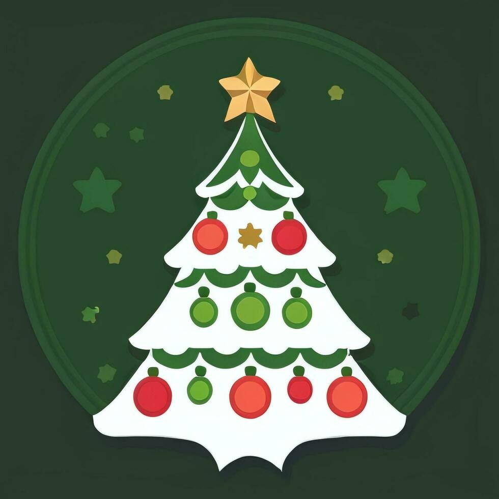 AI generated Christmas Tree Clip Art Icon Sticker Decoration Simple Background photo