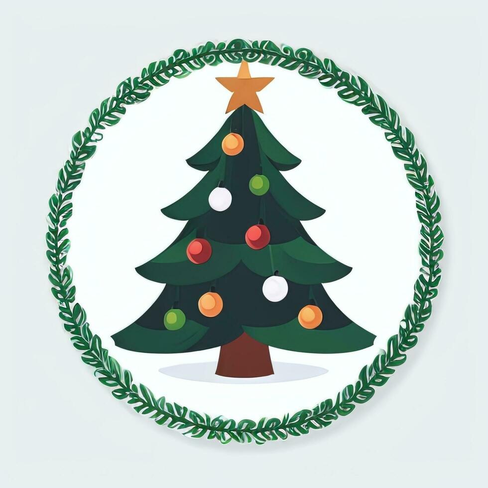 ai generado Navidad árbol acortar Arte icono pegatina decoración sencillo antecedentes foto