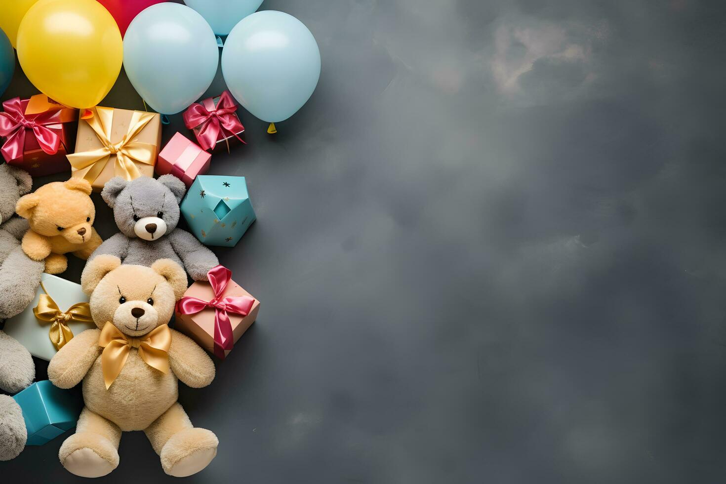 Cute Bear and Balloon Star Greeting Card Background, ai generated photo