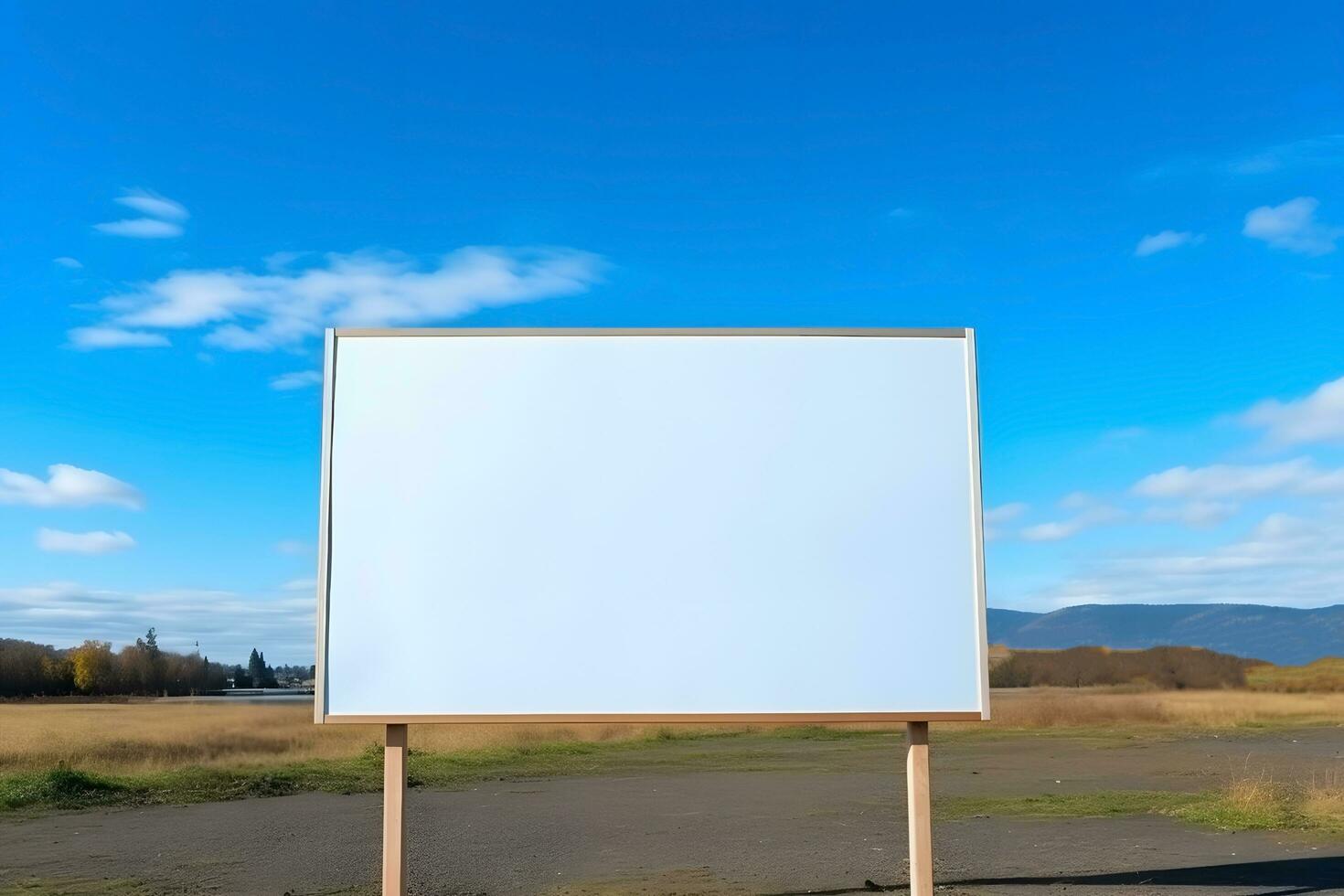 Billboard Mockup with blue sky background, ai generated photo