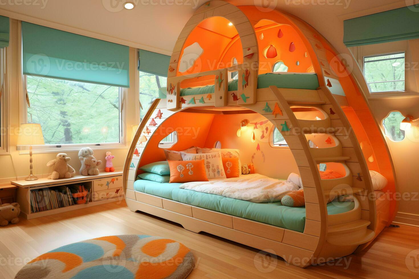 Decorating Inspiration for a Cute Kids Bedroom, ai generated photo