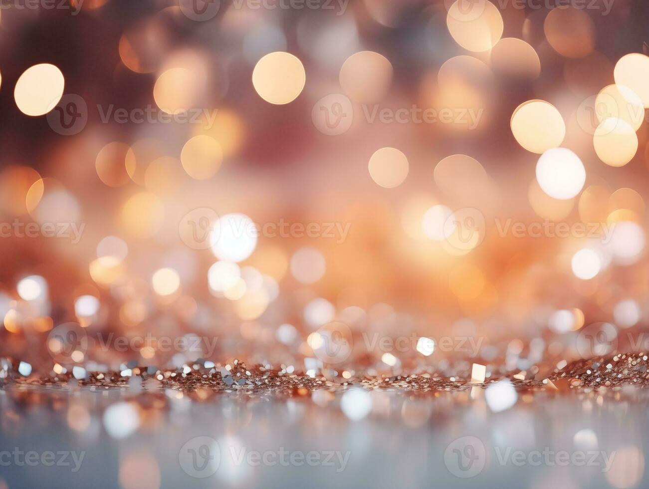Pink christmas particles and sprinkles for a holiday celebration. Bokeh loghts, wallpaper background for ads or gifts wrap and web design photo