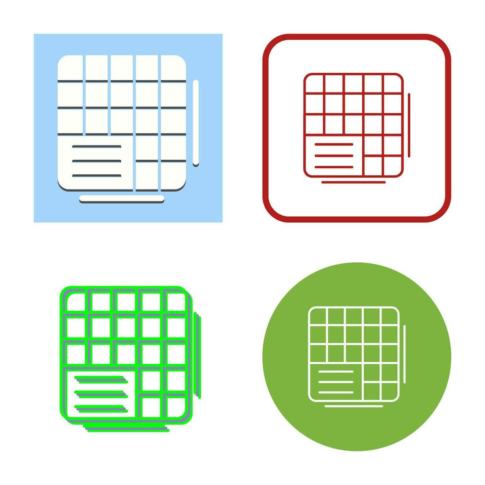 icono de vector de datos de tabla