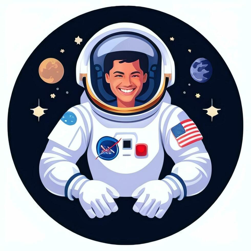 AI generated Astronaut Clip Art Icon Sticker Decoration Simple Background photo