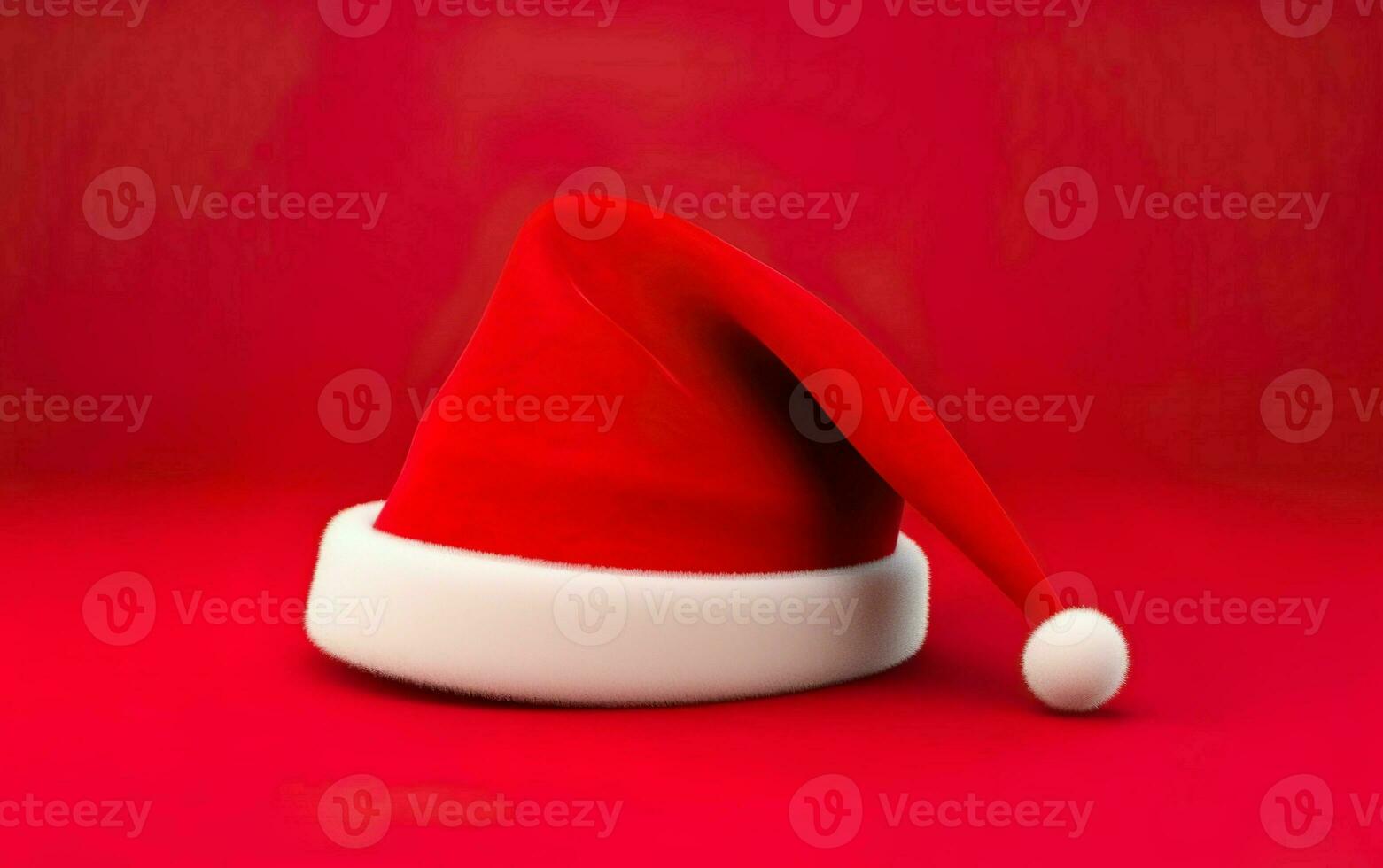 Christmas red hat isolated on a red background. AI Generative photo