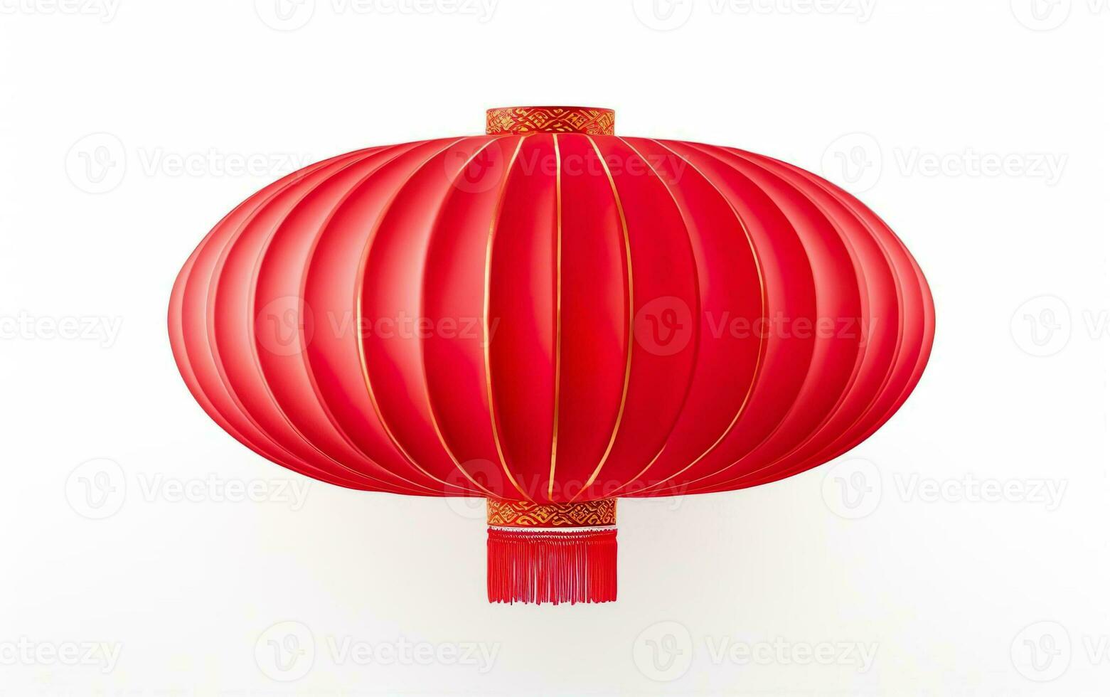 Happy Chinese New Year poster. Big Chinese traditional red lantern isolated on white background. Asian origami paper decoration. AI Generative photo