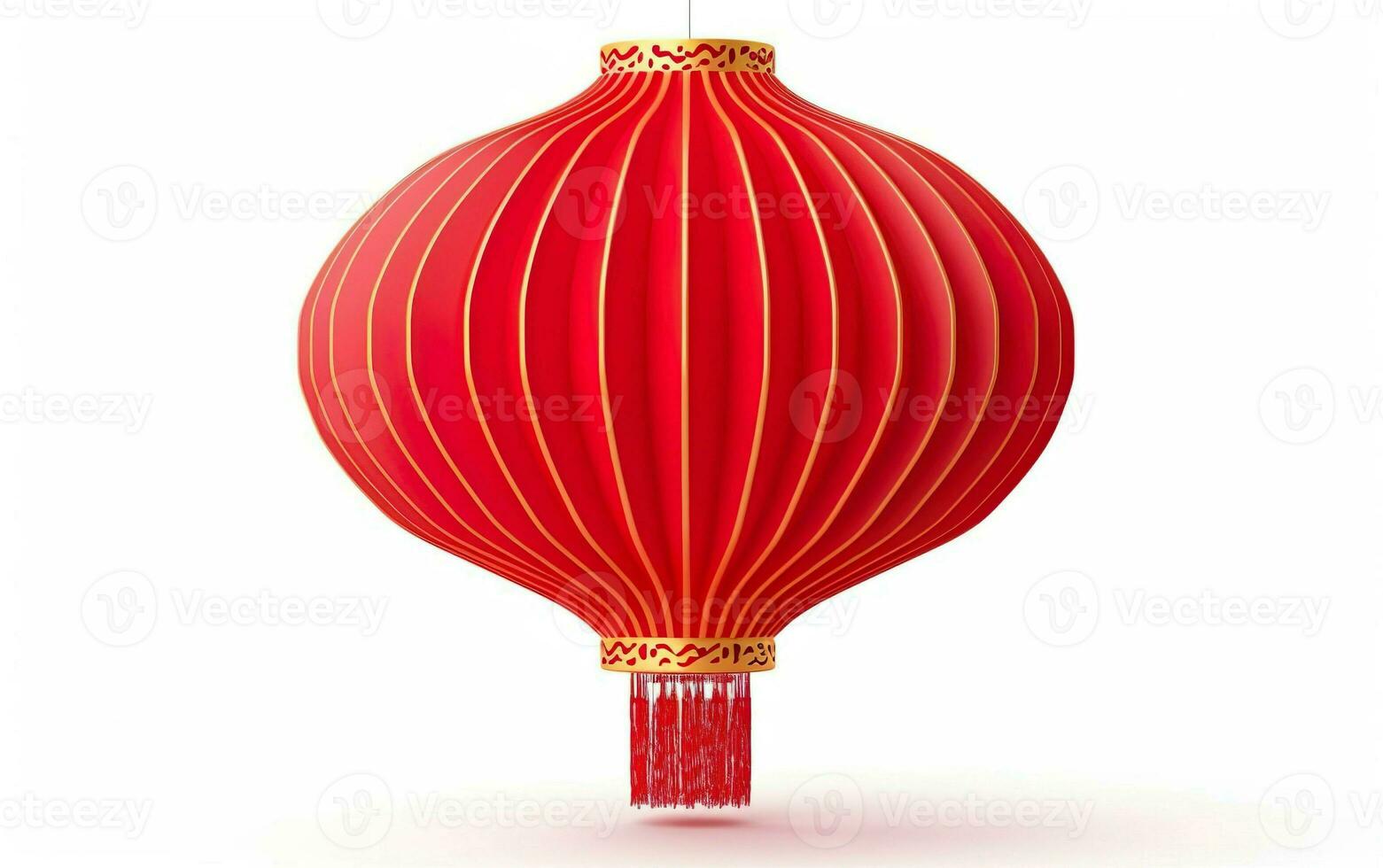 Happy Chinese New Year poster. Big Chinese traditional red lantern isolated on white background. Asian origami paper decoration. AI Generative photo