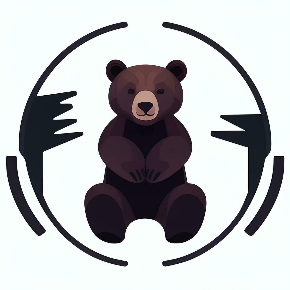 AI generated Bear Clip Art Icon Sticker Decoration Simple Background photo