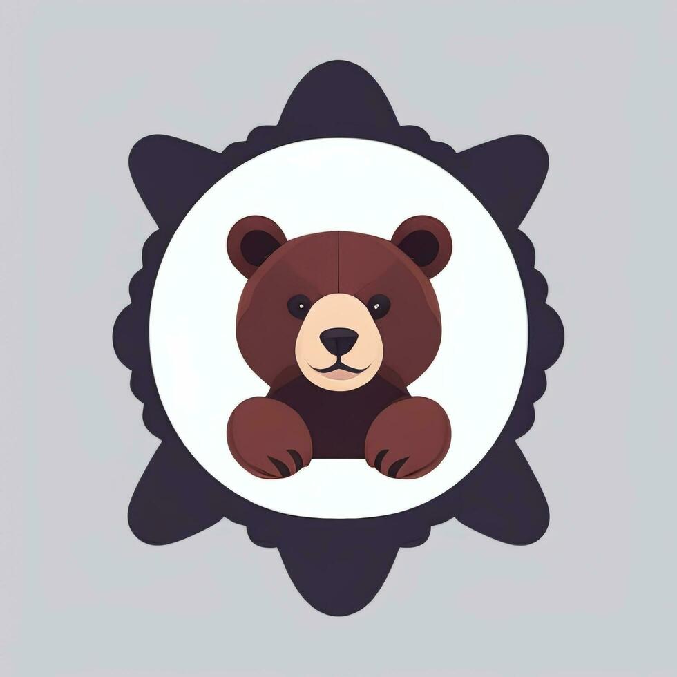 AI generated Bear Clip Art Icon Sticker Decoration Simple Background photo