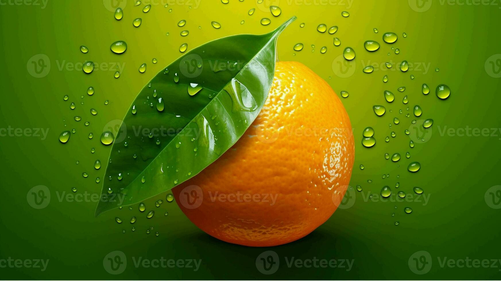 Orange fruit with splash on yellow background generated with AI photo