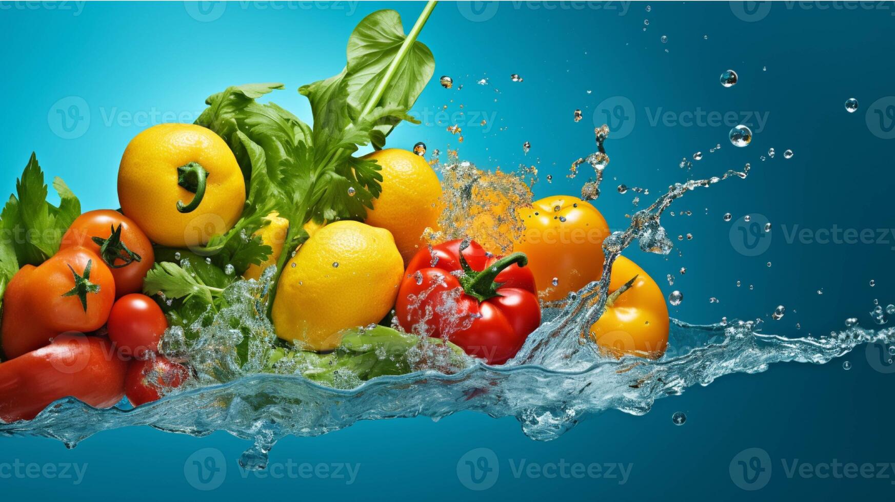 Fresh vegetables in a wooden box on a black background generated with AI photo