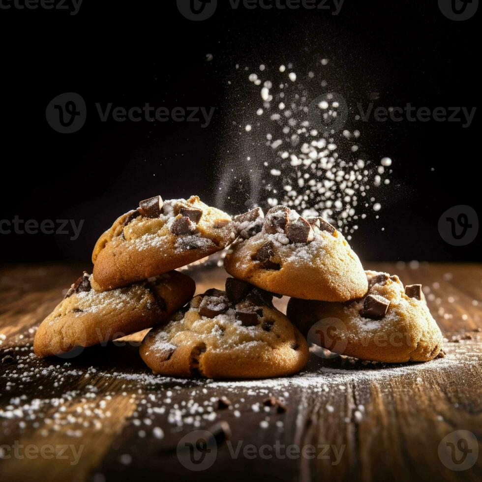 Chocolate chip cookies with sprinkles generated with AI photo