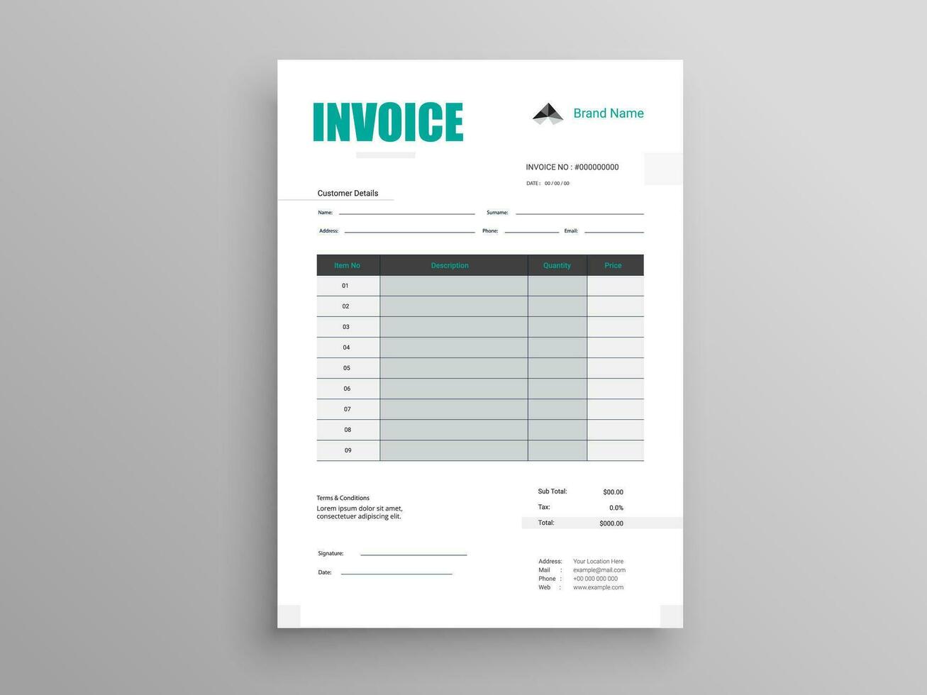Professional Invoice Design. Business invoice form template. money bills or pricelist and payment agreement design templates. vector