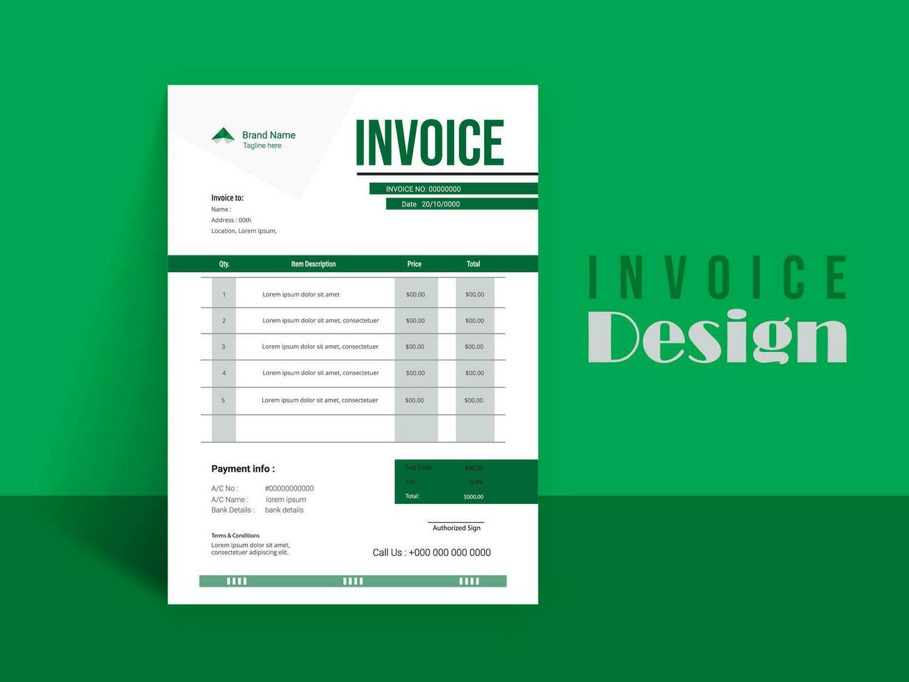 Professional Invoice Design. Business invoice form template. money bills or pricelist and payment agreement design templates. vector