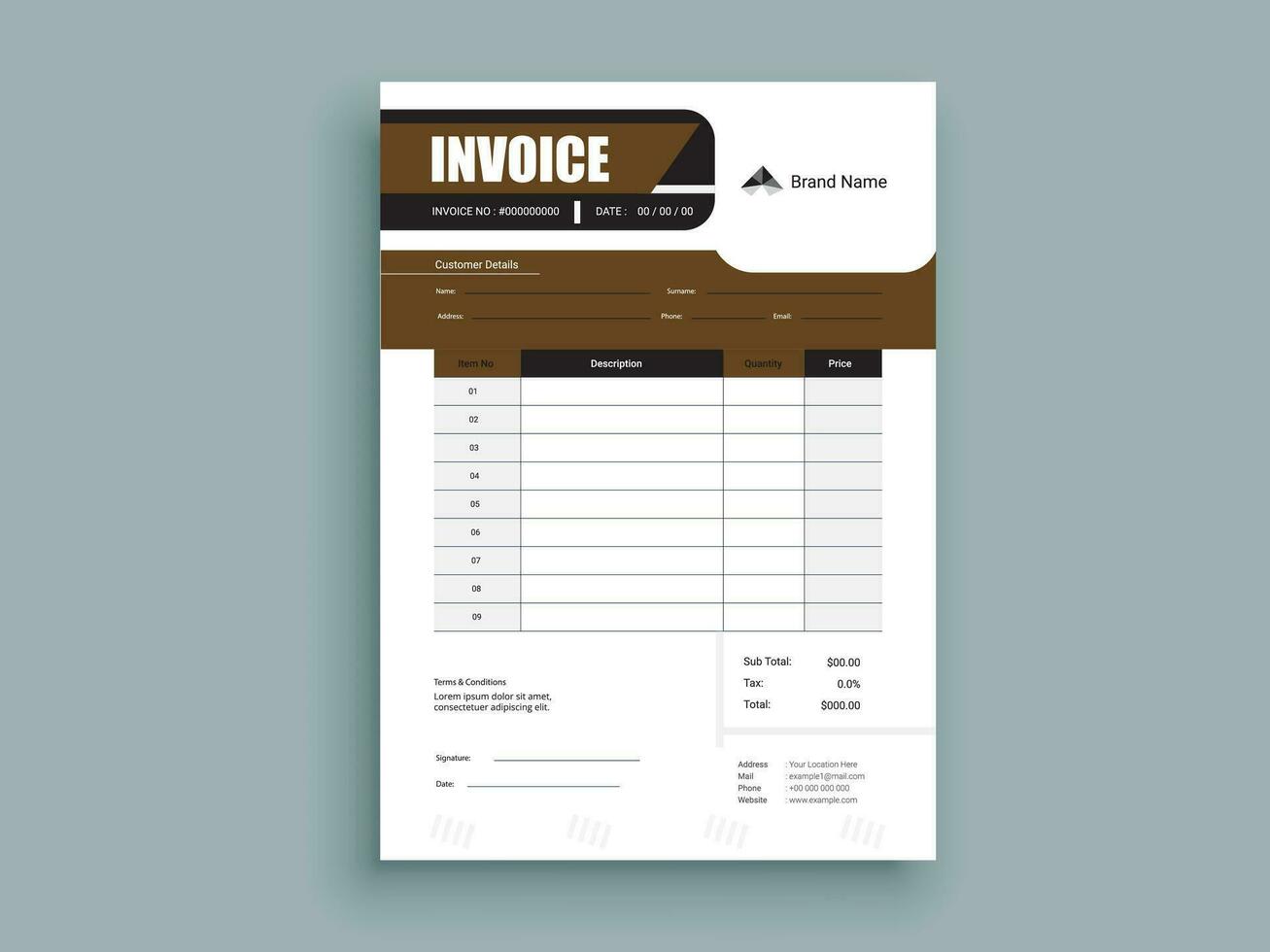 Professional Invoice Design. Business invoice form template. money bills or pricelist and payment agreement design templates. vector