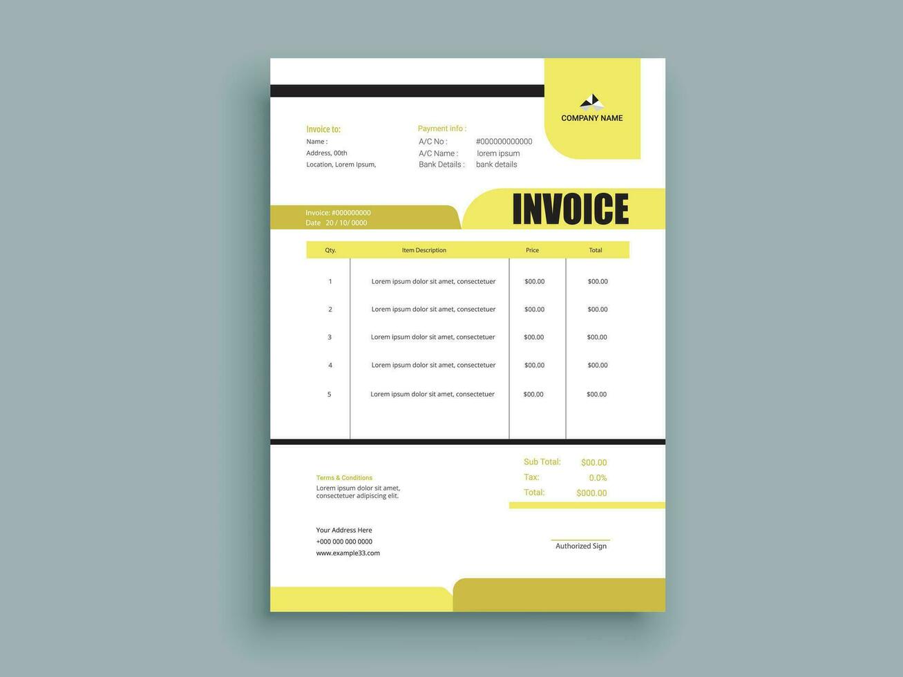 Professional Invoice Design. Business invoice form template. money bills or pricelist and payment agreement design templates. vector