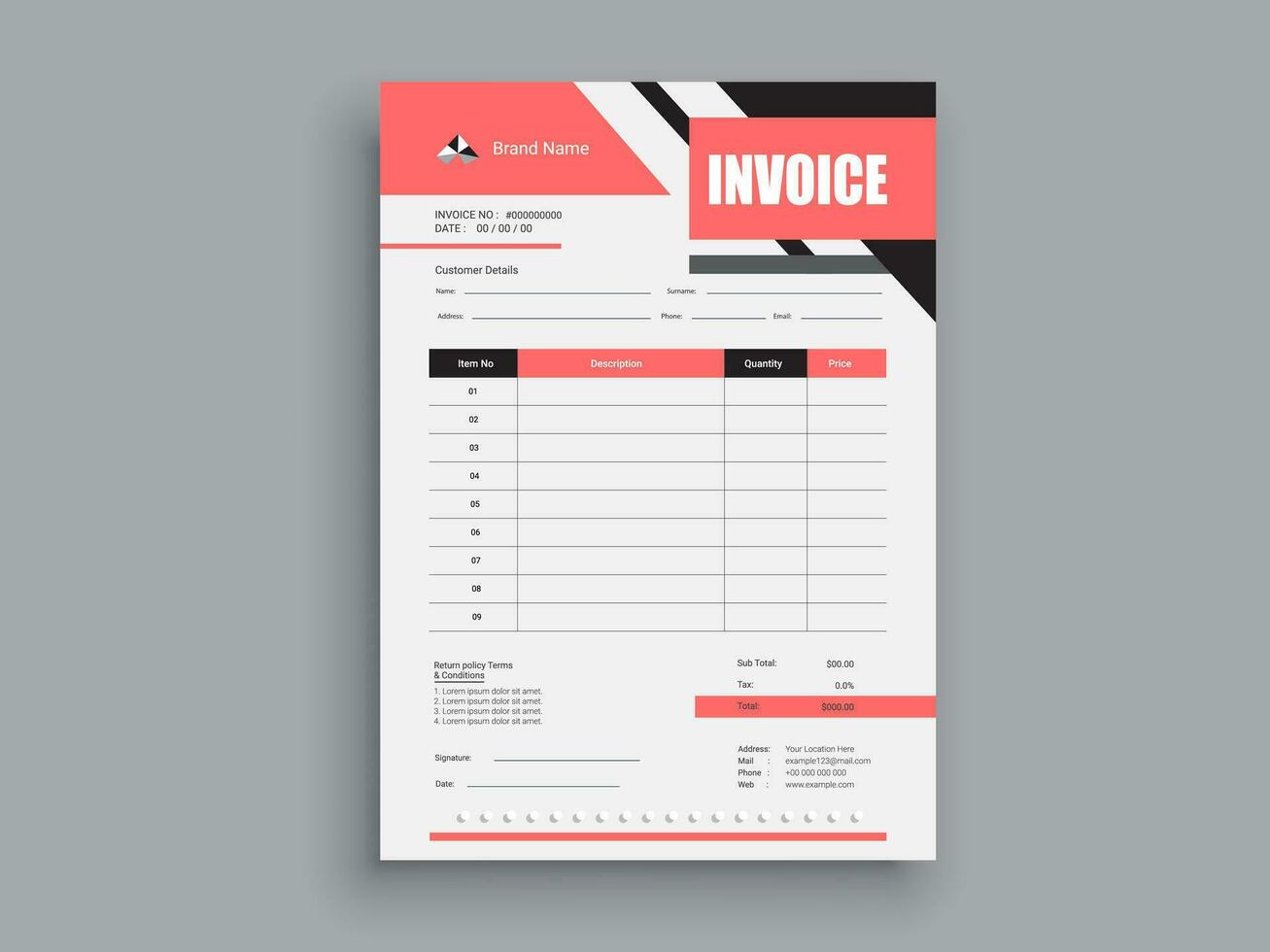 Professional Invoice Design. Business invoice form template. money bills or pricelist and payment agreement design templates. vector