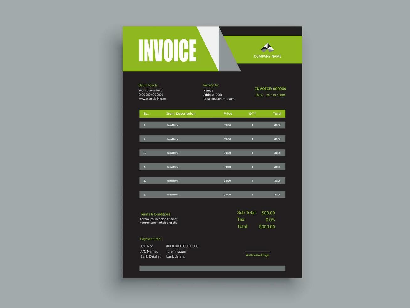 Professional Invoice Design. Business invoice form template. money bills or pricelist and payment agreement design templates. vector