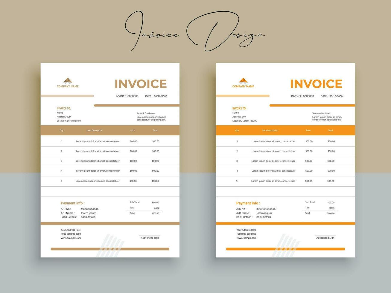 Professional Invoice Design. Business invoice form template. money bills or pricelist and payment agreement design templates. vector