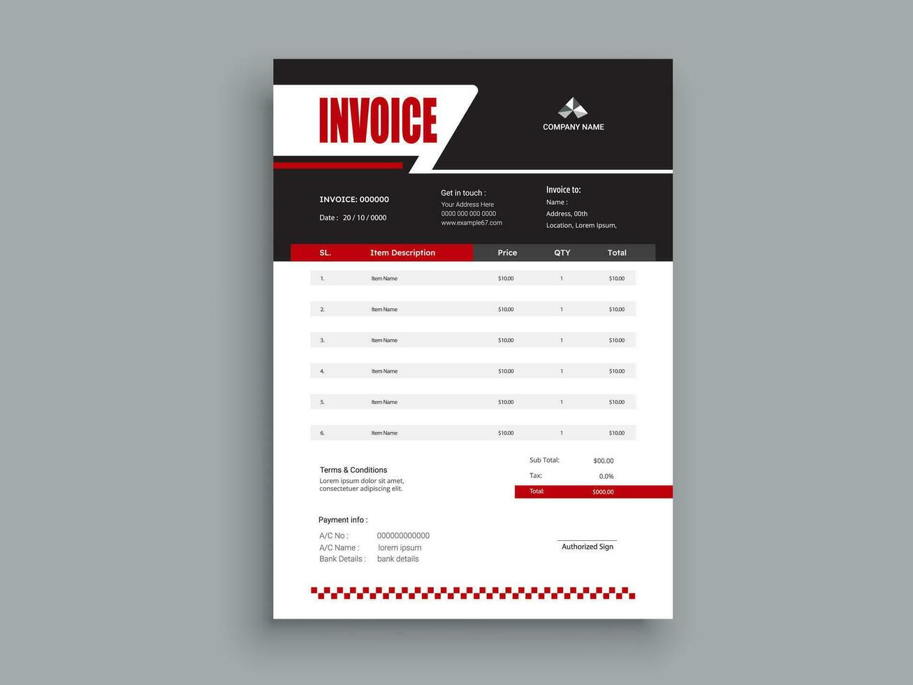 Invoice Design. Business invoice form template. Invoicing quotes, money bills or pricelist and payment agreement design templates. Tax form,  bill graphic or payment receipt. vector