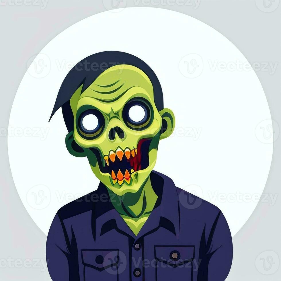 AI generated Zombie Undead Portrait Avatar Clip Art Gamer Icon Sticker Decoration Simple Background photo