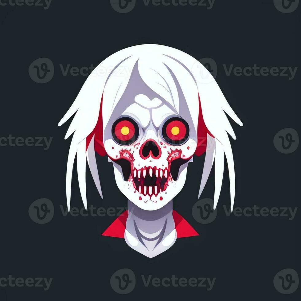 AI generated Zombie Undead Portrait Avatar Clip Art Gamer Icon Sticker Decoration Simple Background photo