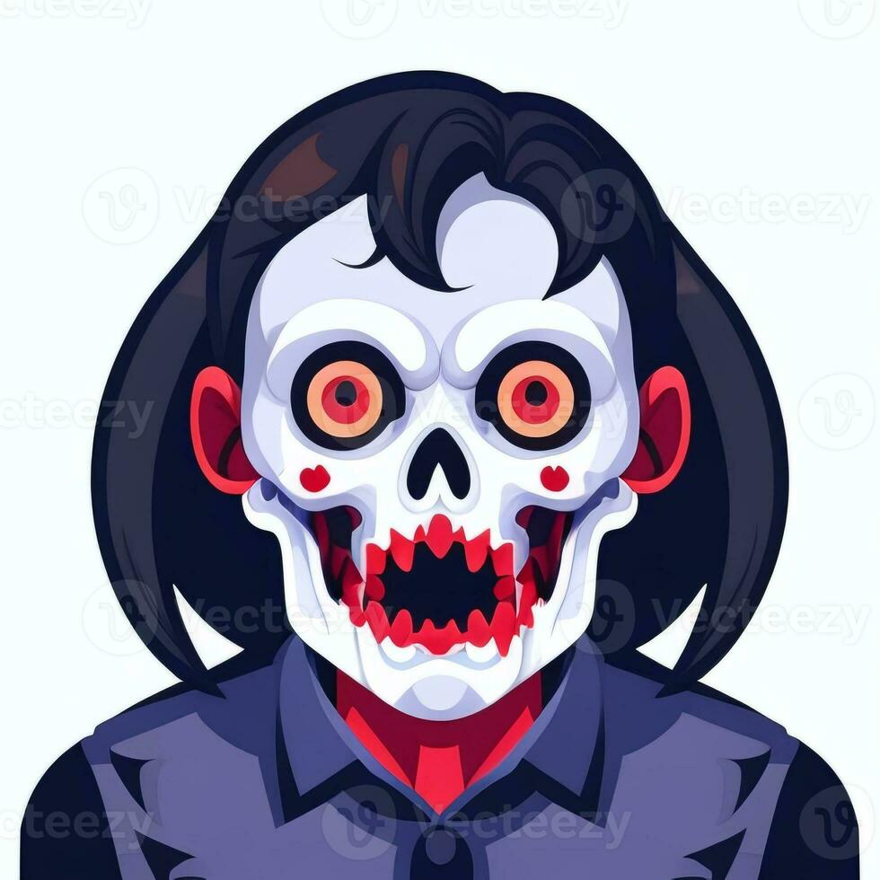 AI generated Zombie Undead Portrait Avatar Clip Art Gamer Icon Sticker Decoration Simple Background photo
