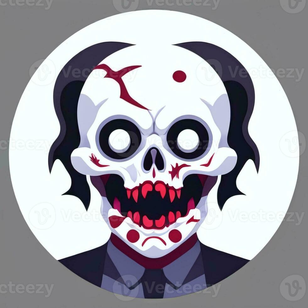 AI generated Zombie Undead Portrait Avatar Clip Art Gamer Icon Sticker Decoration Simple Background photo