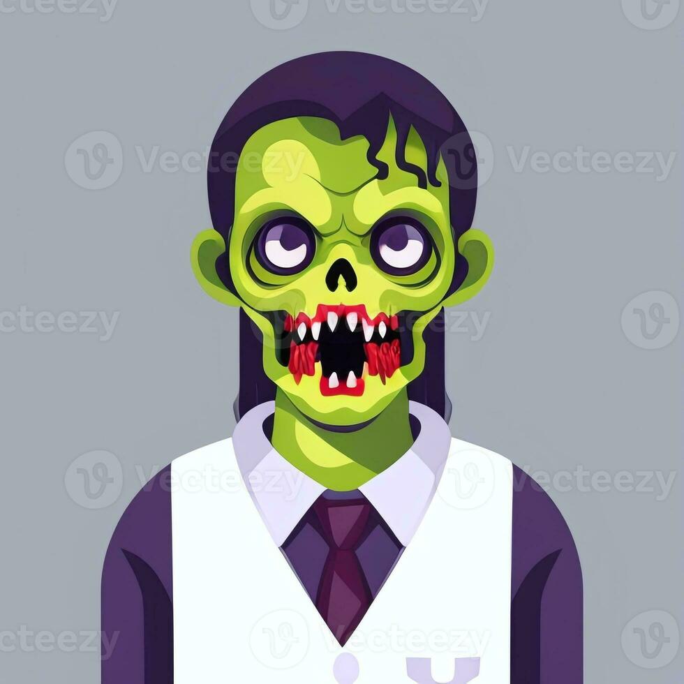 AI generated Zombie Undead Portrait Avatar Clip Art Gamer Icon Sticker Decoration Simple Background photo