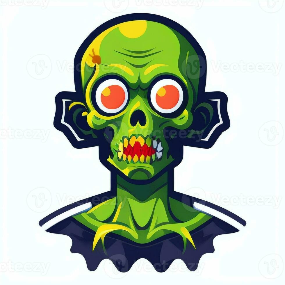 AI generated Zombie Undead Portrait Avatar Clip Art Gamer Icon Sticker Decoration Simple Background photo