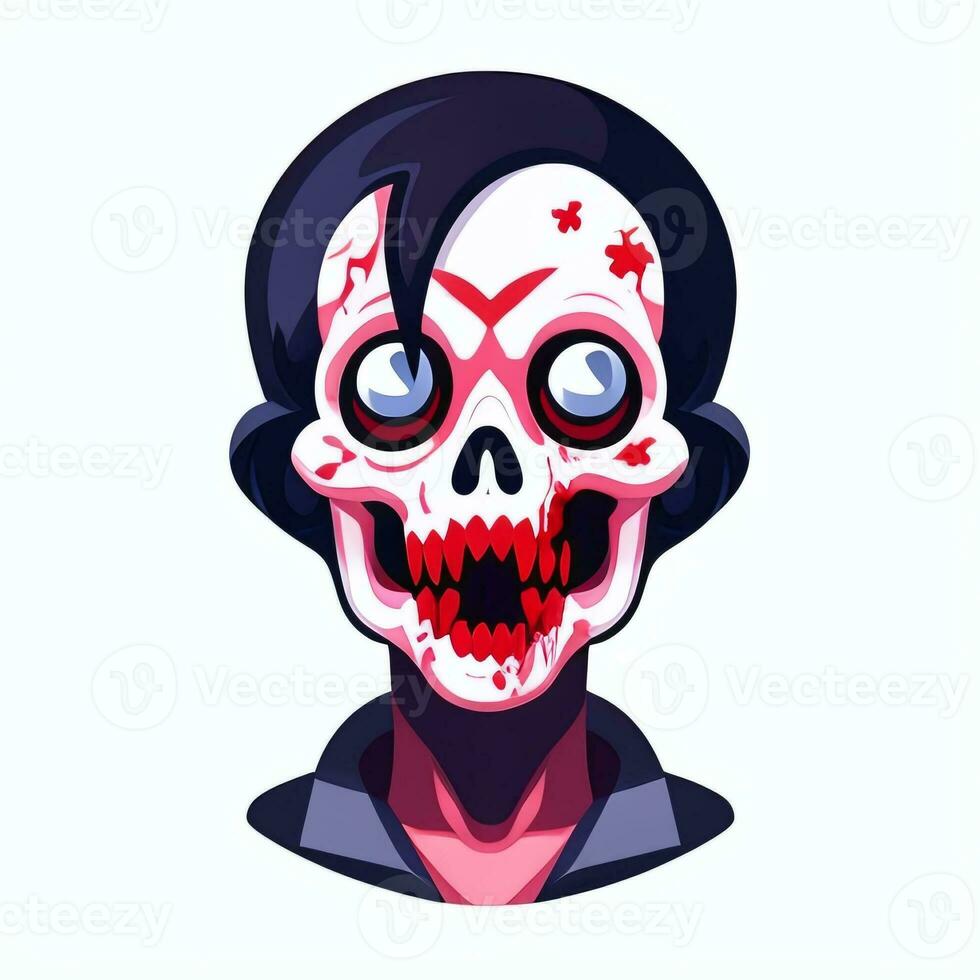 AI generated Zombie Undead Portrait Avatar Clip Art Gamer Icon Sticker Decoration Simple Background photo