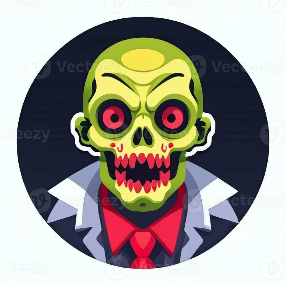 AI generated Zombie Undead Portrait Avatar Clip Art Gamer Icon Sticker Decoration Simple Background photo