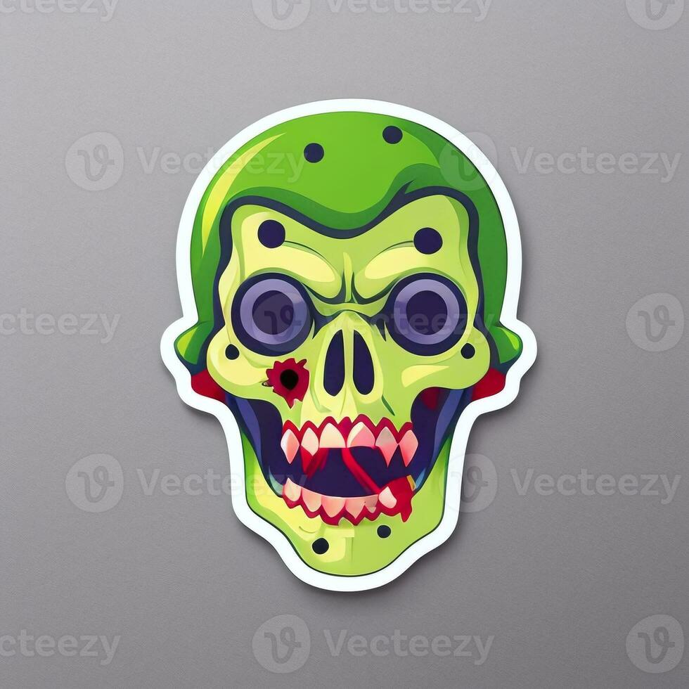 AI generated Zombie Undead Portrait Avatar Clip Art Gamer Icon Sticker Decoration Simple Background photo